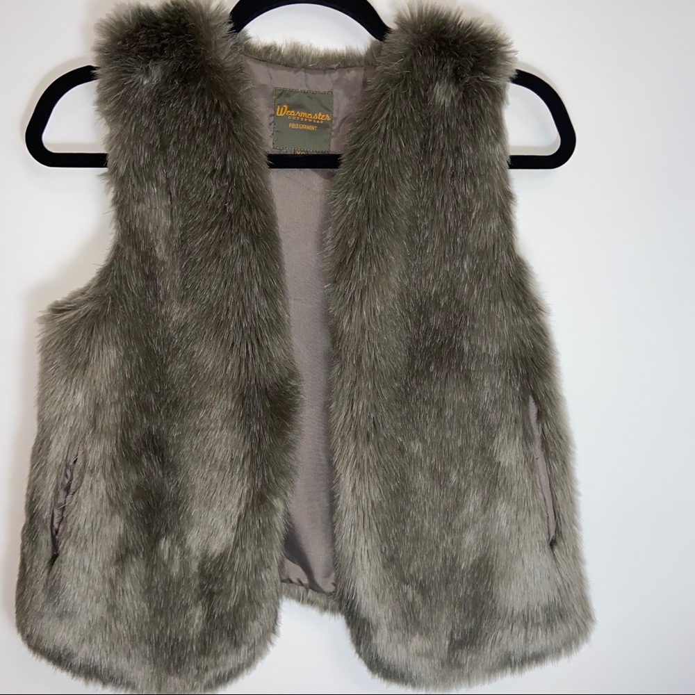 Madewell Wearmaster Gray Faux Fur Vest SZ: X-Small